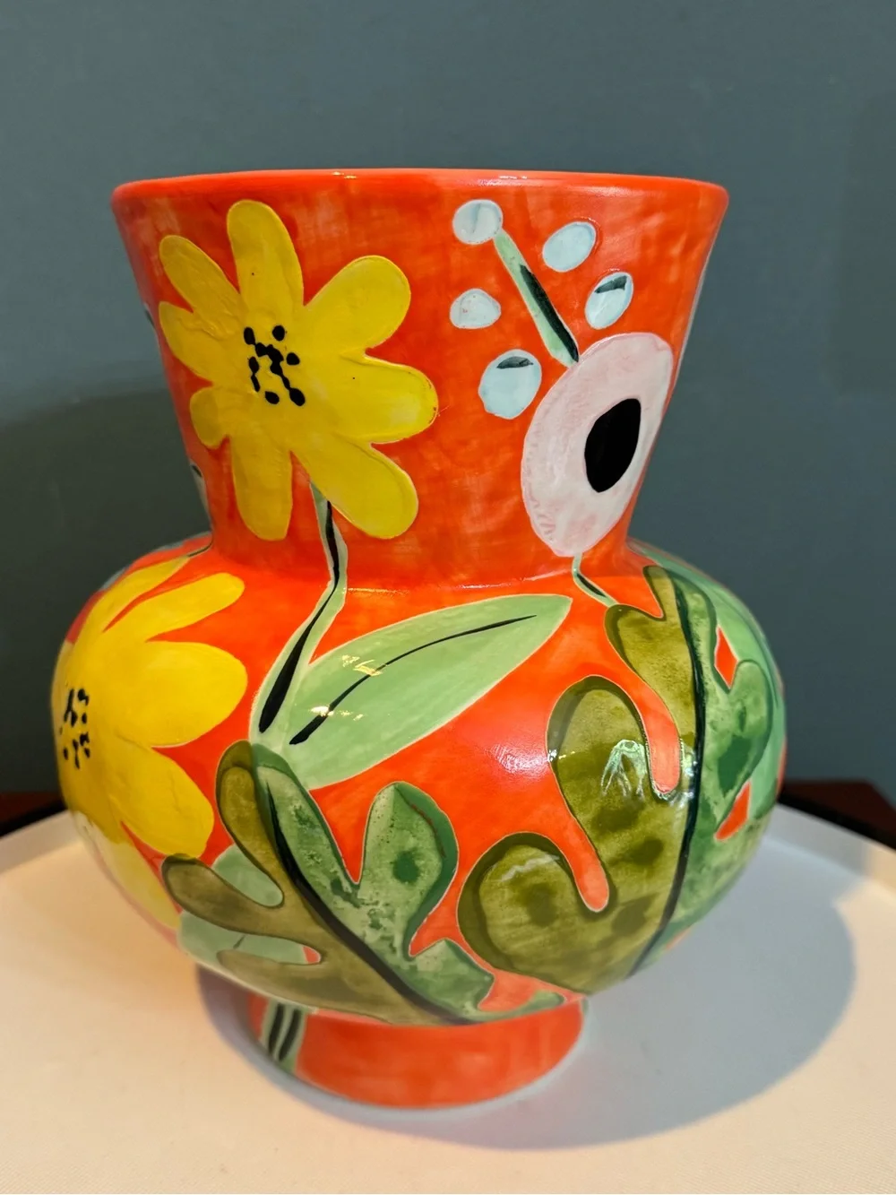 Anthropologie Julie Moon Orange Floral Vase